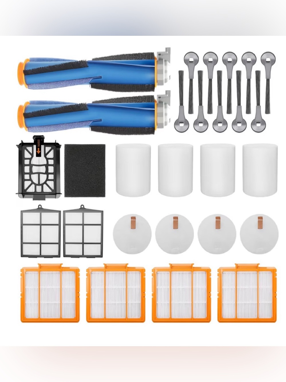 Robot Vacuum Replacement Accessory Kit - Blue & Orange Components